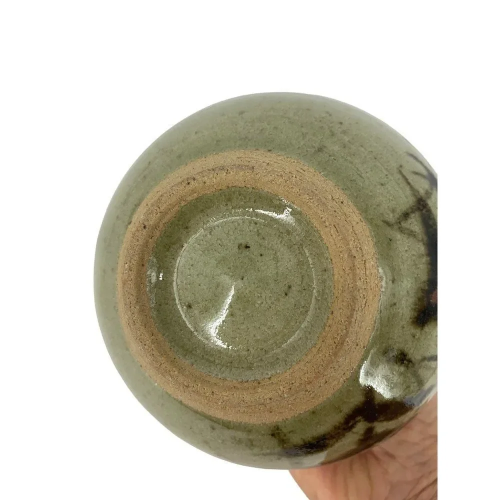 Stoneware Bud Vase Japanese Ribbed Jar Decor 5